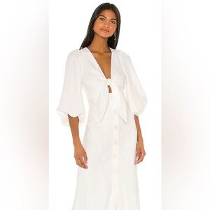 Shona Joy Cream Mini Dress with Front Tie